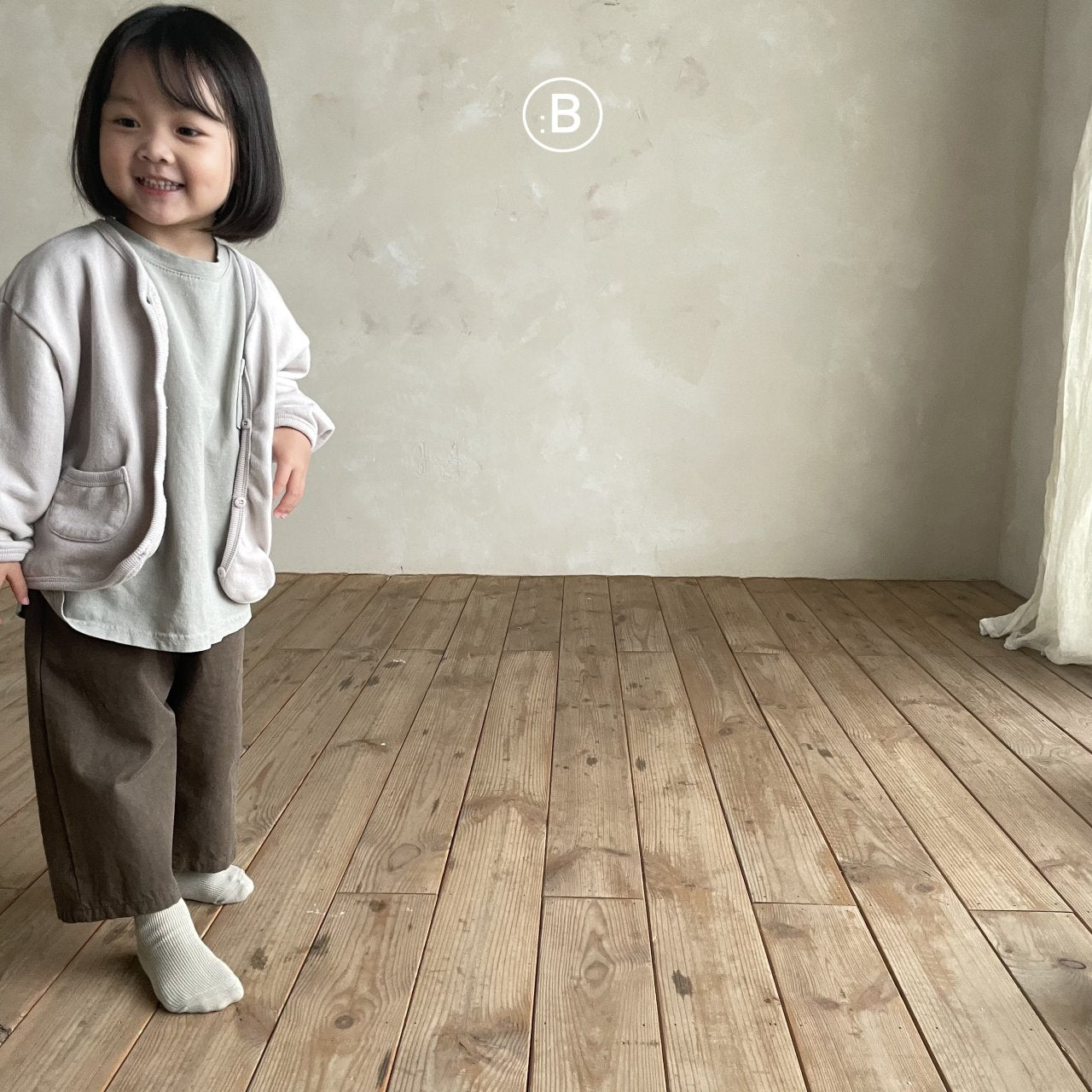 (0-1Y, 4-5Y)Ribbed Binding Cotton Cardigan