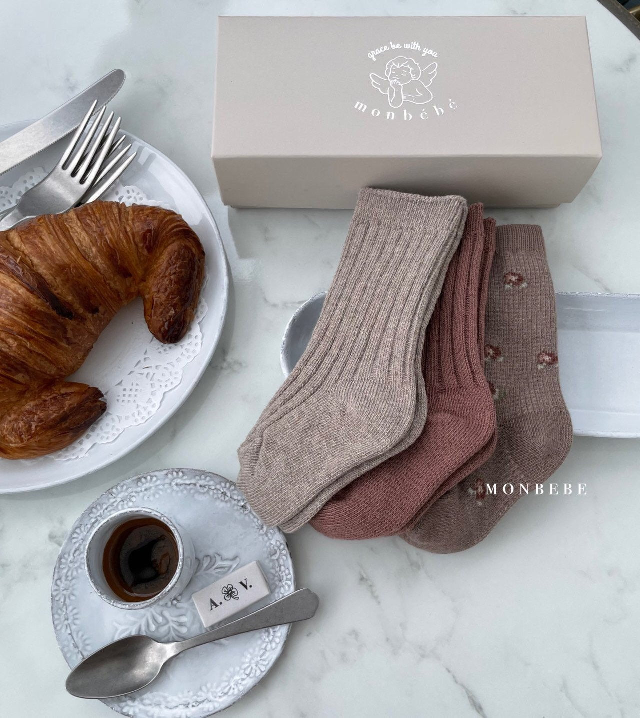 (0-1Y) Monbebe Ribbed Socks (set of 6)