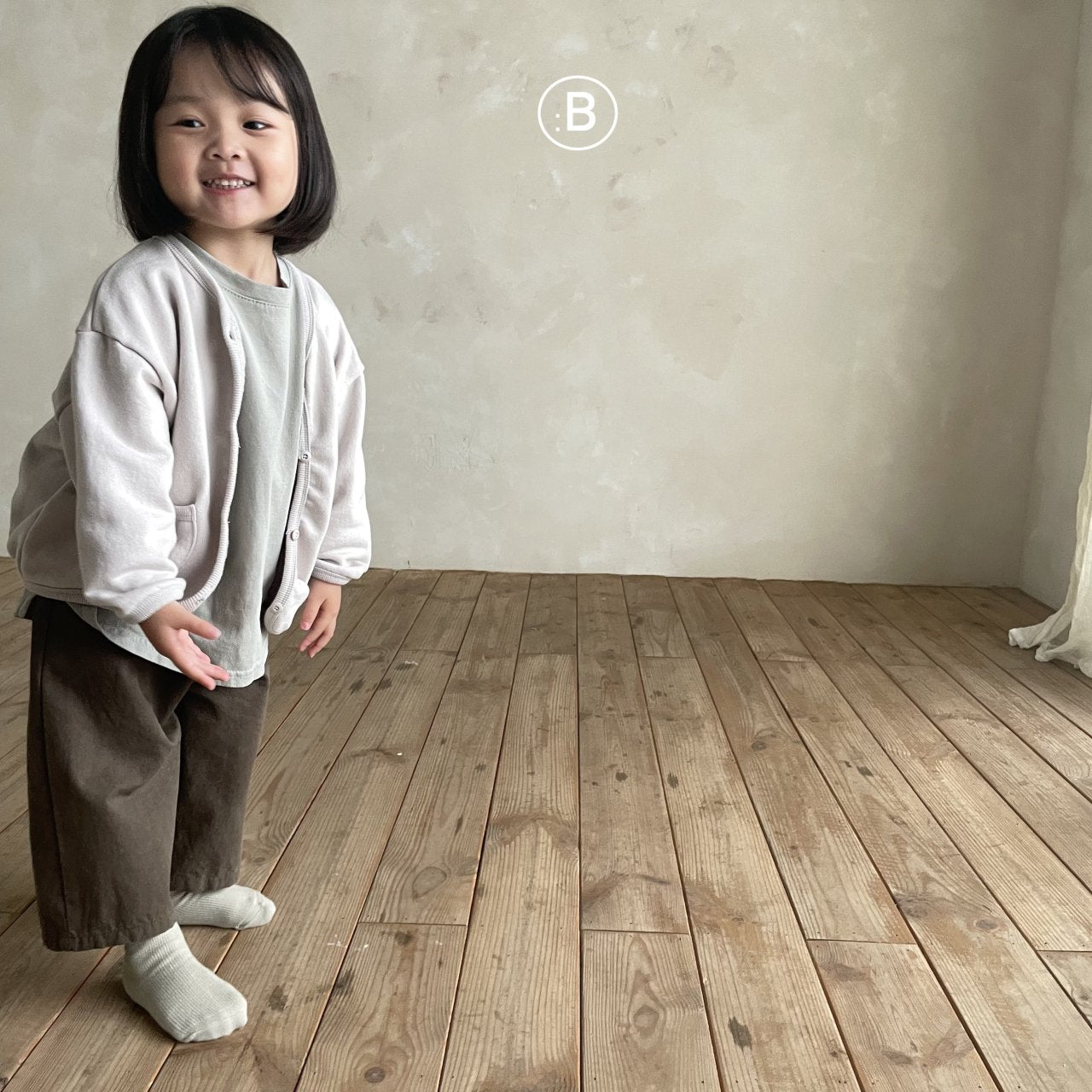 (0-1Y, 4-5Y)Ribbed Binding Cotton Cardigan