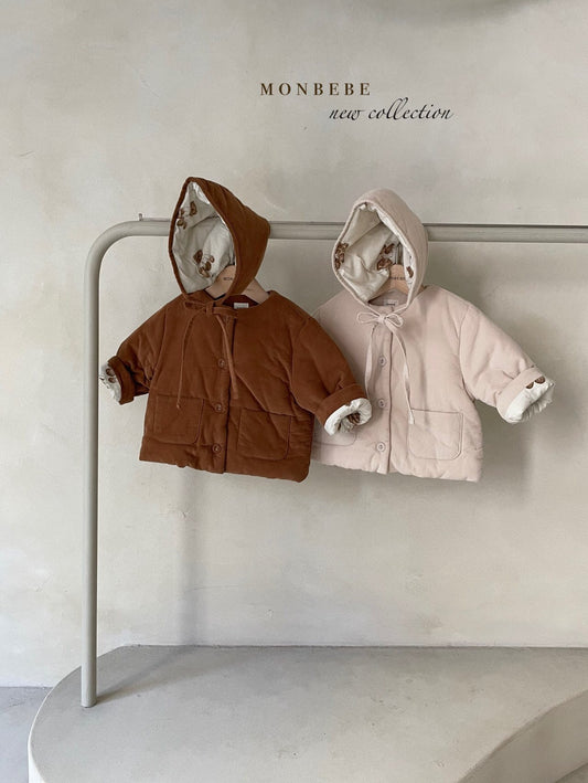 (3-4Y) Padded Cord Jacket & Bonnet Set