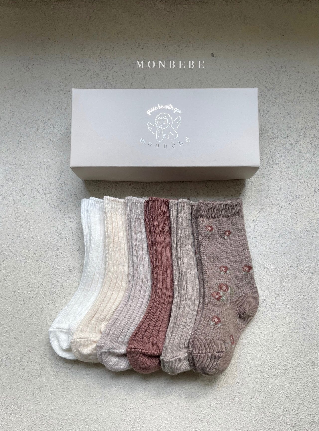 (0-1Y) Monbebe Ribbed Socks (set of 6)