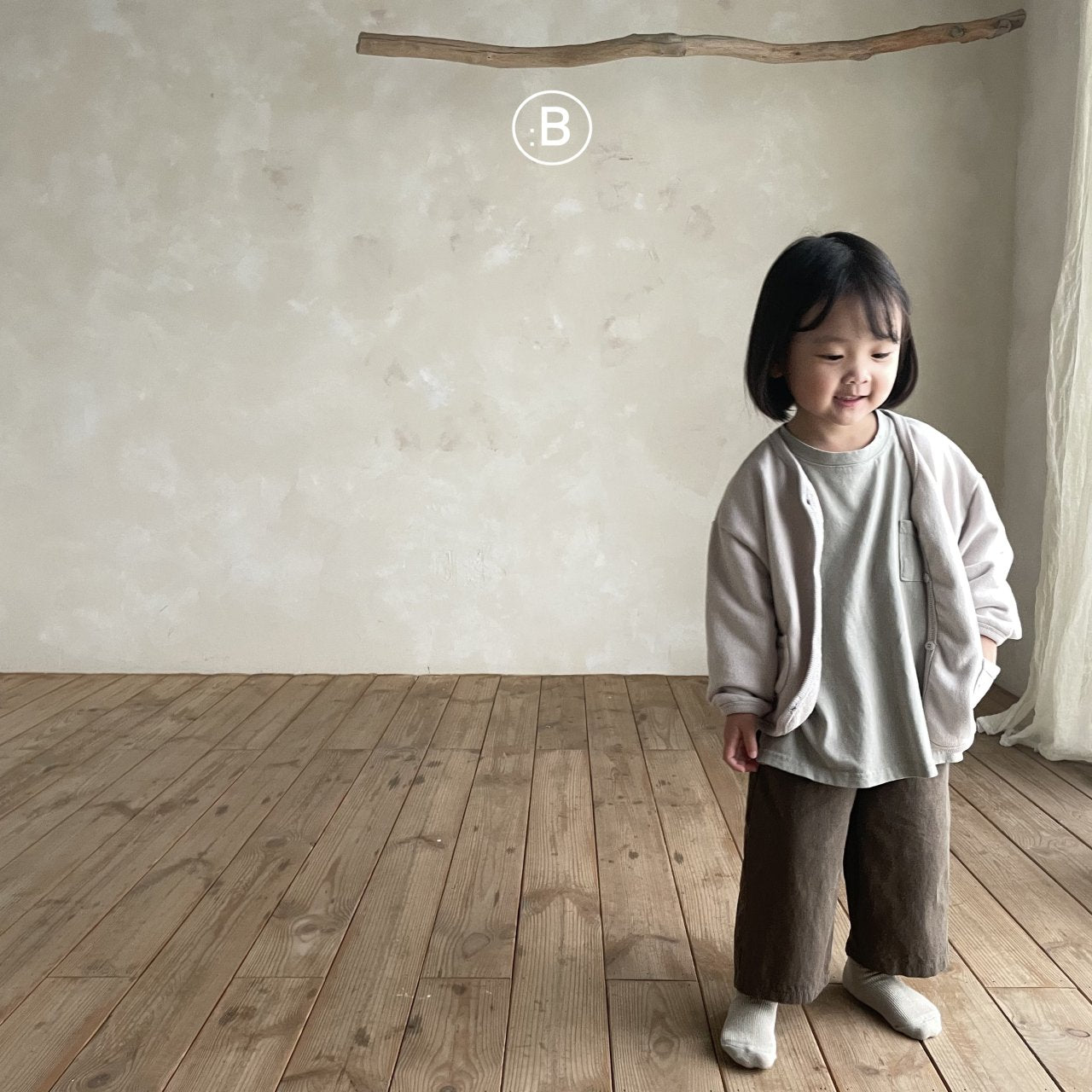 (0-1Y, 4-5Y)Ribbed Binding Cotton Cardigan