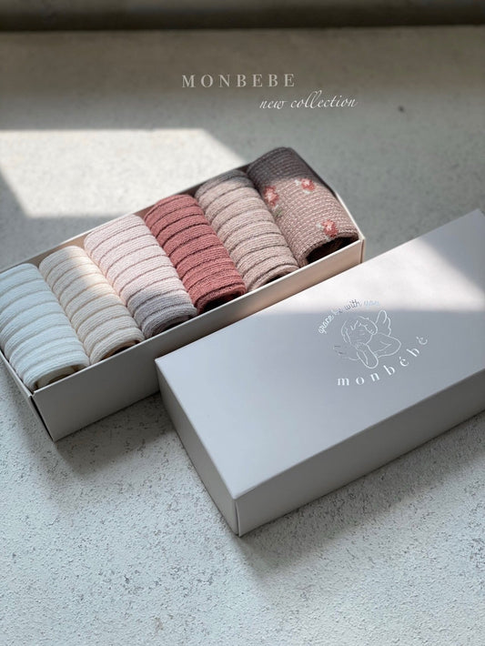 (0-1Y) Monbebe Ribbed Socks (set of 6)